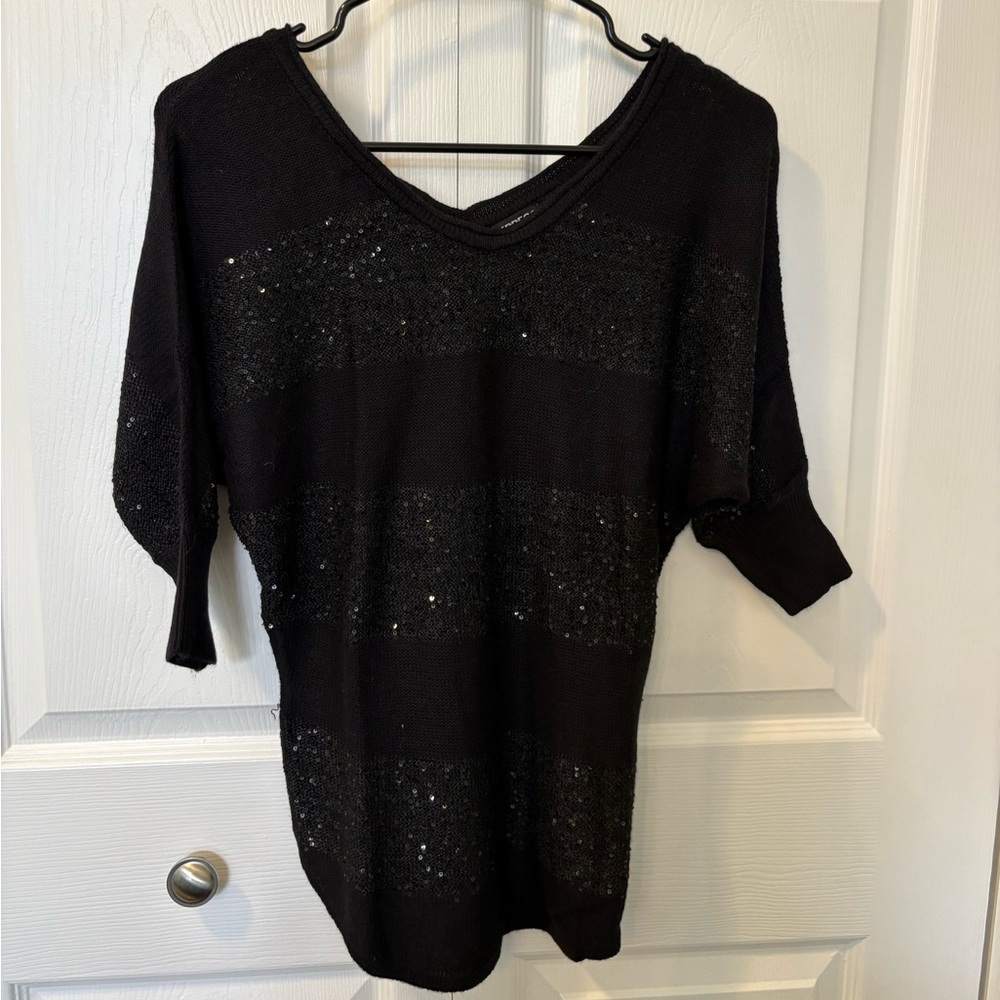 Express Black Sequin Knit Sweater